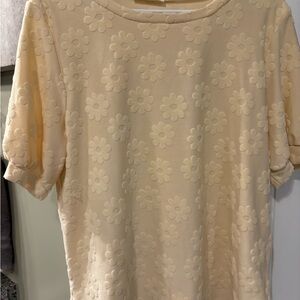 Light yellow, cream embossed women’s shirt